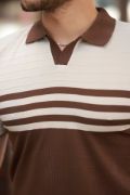 Erkek çizgi Desenli Yakalı Kısa Kollu T-shirt resmi